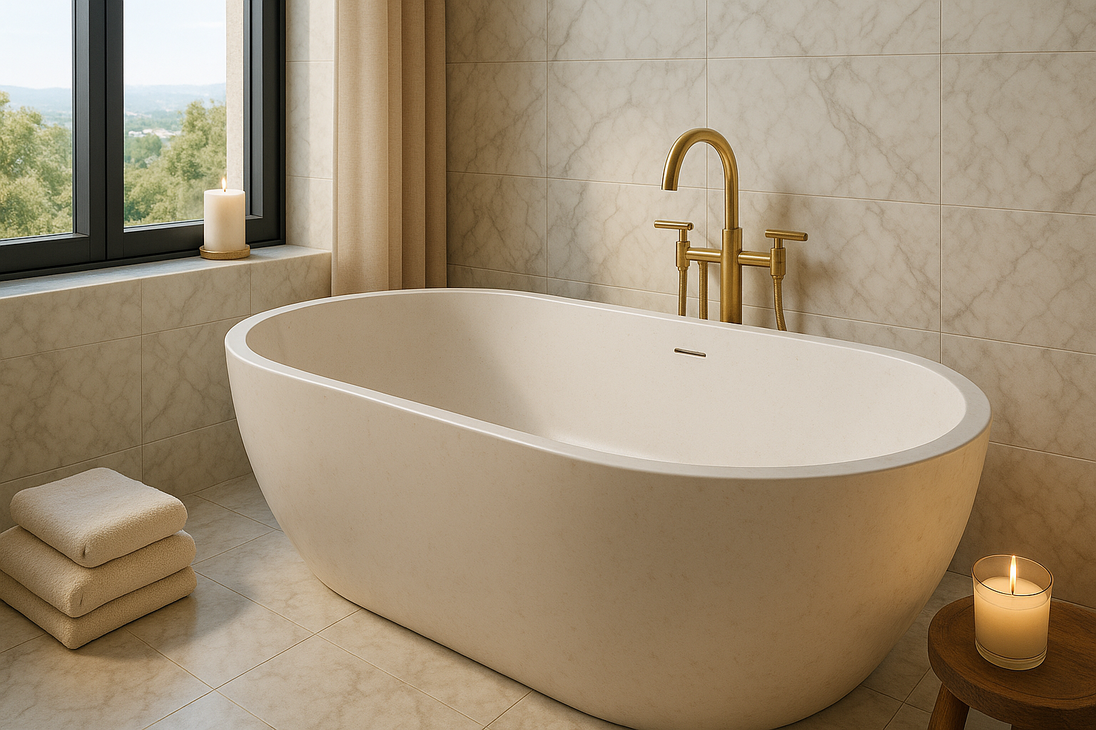 Modern luxury bathroom with freestanding tub